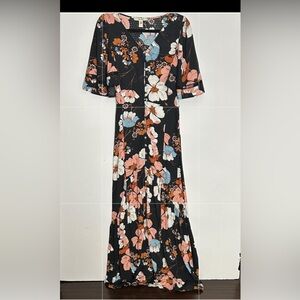 Ella Moon Floral Black and Pink Maxi Dress XSP